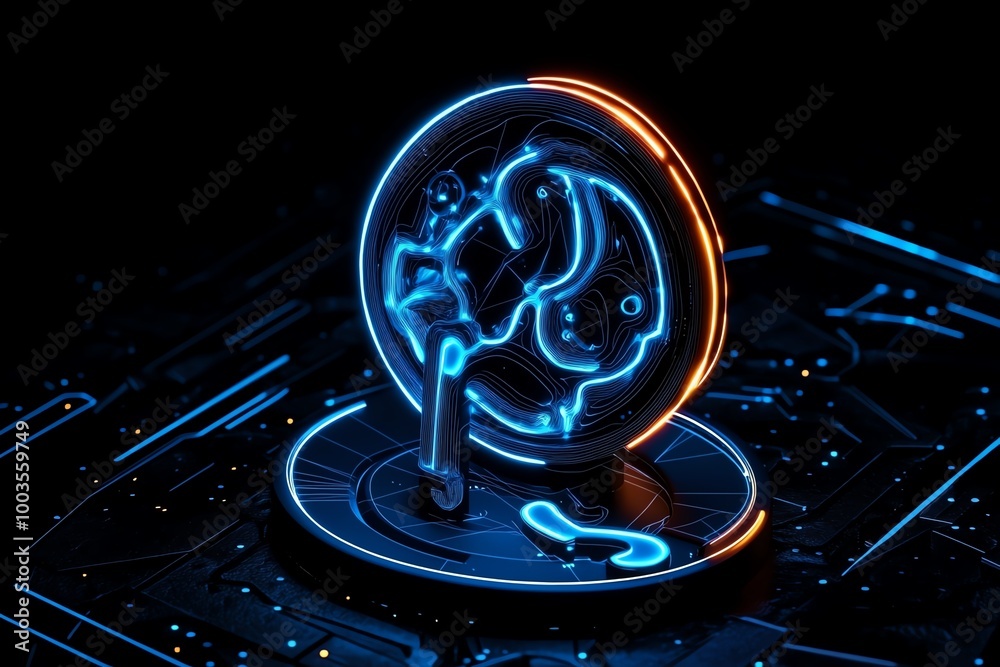 Poster abstract ear icon, using minimal lines and geometric shapes to represent the human ear system in a c