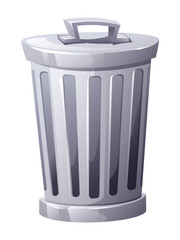 Metal trash bin vector cartoon illustration isolated on white background