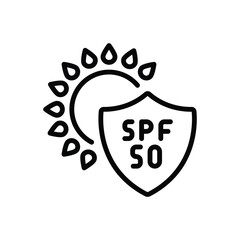 Black line icon for spf 50