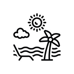 Black line icon for summer