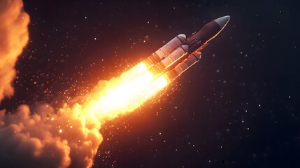 Fototapeta premium Space rocket launch. 3d render. 