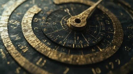 Fototapeta premium Antique Golden Astrolabe Close-up: Detailed View of Ancient Navigation and Timekeeping Instrument