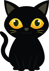 Black Cat with Glowing Eyes, halloween Cat, halloween vector