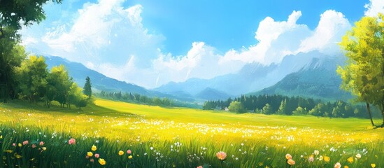 Fototapeta premium Spring Landscape Painting