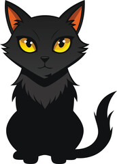 Black Cat with Glowing Eyes, halloween Cat, halloween vector