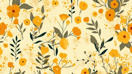 Fototapeta premium Retro floral vector pattern with a textured background ideal for home decor children s items stationery wrapping and scrapbooking projects