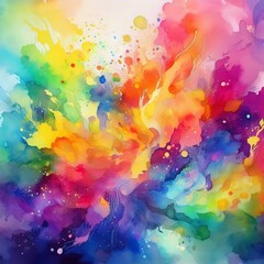 colorful water color splash on white background