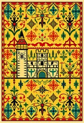 Colorful Retro Decorative Pattern Inspired by Vintage Designs, Featuring Bright Elements and Old-Fashioned Backgrounds for a Fun Retro Aesthetic