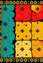 Colorful Retro Decorative Pattern Inspired by Vintage Designs, Featuring Bright Elements and Old-Fashioned Backgrounds for a Fun Retro Aesthetic