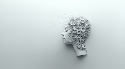 Human with a mechanism inside the head, for World Mental Health Day, created using Generative AI technology.