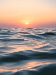 Obraz premium Soft Sunset Glow on Gentle Ocean Waves - Made with Generative AI