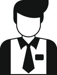 Simple vector icon of a businessman wearing a tie and a badge, perfect for websites and apps