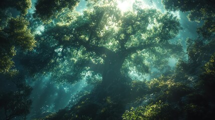 Fototapeta premium Sunlight Through the Forest Canopy