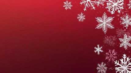 Festive red christmas banner with snowflakes - merry christmas and happy new year greeting - horizontal new year background for headers, posters, cards, and websites - vector illustration