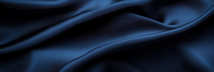 Fototapeta premium Dark Blue Fabric Folds with Smooth Texture