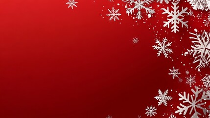 Festive red christmas banner with snowflakes - merry christmas and happy new year greeting - horizontal new year background for headers, posters, cards, and websites - vector illustration