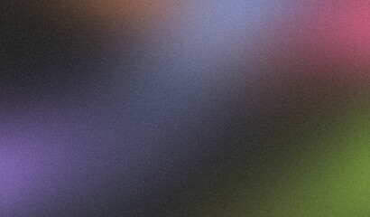 Trendy color gradient soft grainy backdrop design background. Dark purple blue orange magenta green abstract noisy grainy gradient website header, poster and banner.