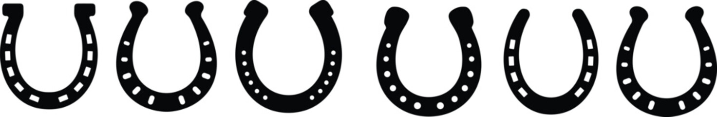 Horseshoe icon set. Luck symbol flat style. Horse shoes collection vector illustration