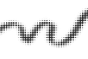 Dotted wave abstract pattern on white background. Halftone graphic flow. Vector curve black dynamic shape. Music sound rhythm. Modern minimal illustration