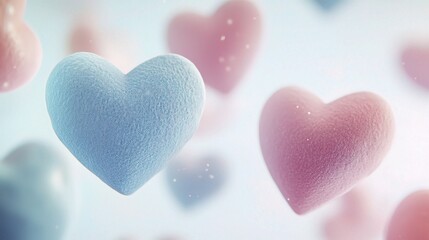 Fototapeta premium Soft Hearts in Shades of Pink and Blue