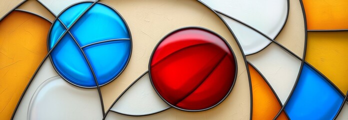 Fototapeta premium Geometric circle background with interlocking shapes in abstract style