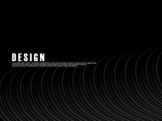 Abstract futuristic dark black background with wave design. Realistic 3d wallpaper with luxurious flowing lines. Perfect background for posters, websites, brochures, banners, applications, etc.