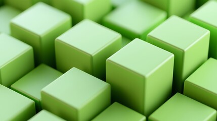 Obraz premium Abstract background with symmetrical green geometric cubes, creating a modern, minimalist design.