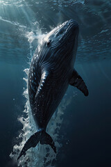 Naklejka premium Blue Whale Dim Light Near Surface