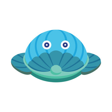 recommend clip art:  Clam animal isolated flat vector illustration on white background.