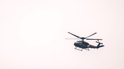 Silhouette of a Helicopter Against a Cloudy Sky