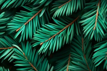 Obraz premium Fluffy pine tree brunch close up. Detailed Christmas fir tree textured background.