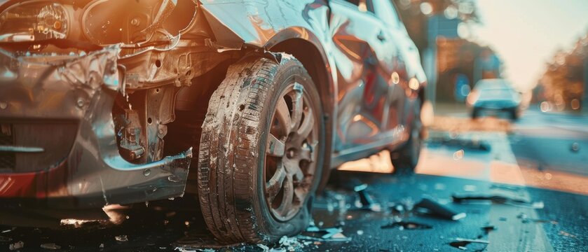 Damaged Car After Accident.