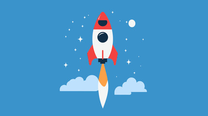 SEO Boost Concept Vector Illustration with Rocket Launching to Symbolize Website Growth, Digital Marketing, Search Engine Optimization Success and Online Visibility Improvement