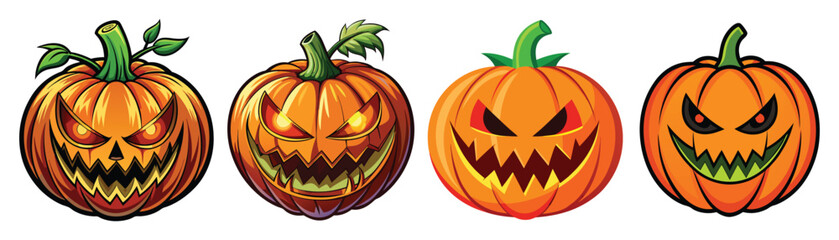 illustration of  jack o lantern halloween, halloween pumpkin isolated on white