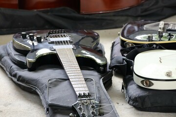 electric guitar on the wall