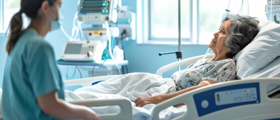 Obraz premium Nurse and Patient in Hospital Room.