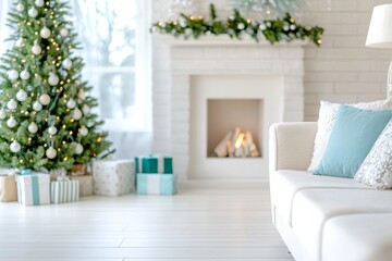 Christmas room background with copy space, defocused