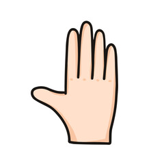 vector illustration of hand showing number five, hello gesture, raising hand, isolated on white background