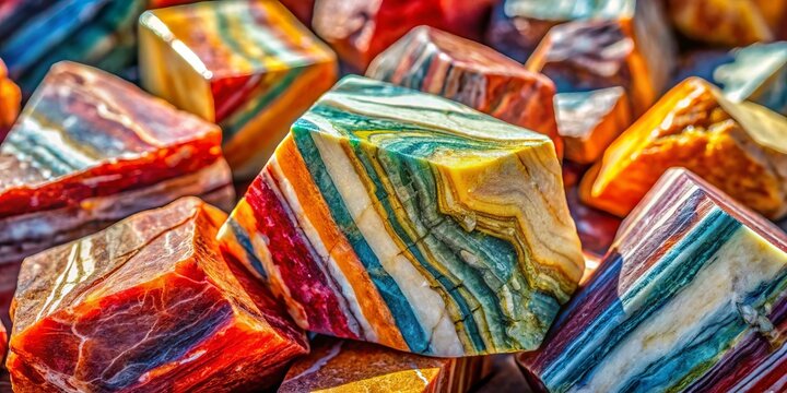 Plagioclase Feldspar Crystals with Intricate Patterns and Beautiful Color Variations in Natural Light