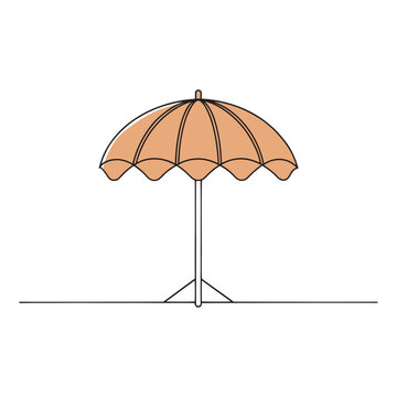 recommend clip art: Umbrella Stand Outdoor Furniture isolated continuous line art flat vector illustration on white background