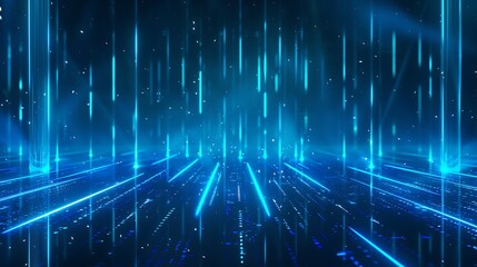 Futuristic blue light lines creating a digital atmosphere with depth and motion, ideal for tech-themed designs.