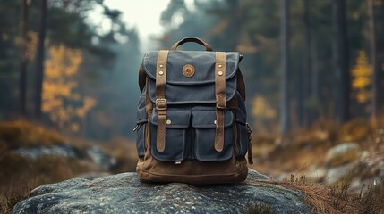 Canvas Backpack in a Forest