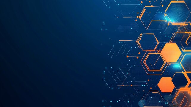 Abstract geometric dark blue and orange square theme overlap background for graphic design