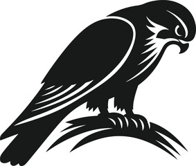 eagle bird sitting on a tree branch silhouette design vector art illustration