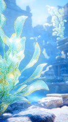 Blue Water Plant Abstract