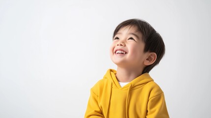 Asian boy on isolated white background