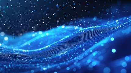 Obraz premium Abstract Blue Wave with Particles in Motion