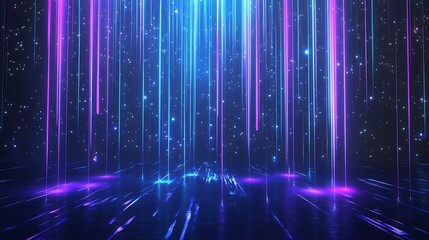 Vibrant colorful light beams create a mesmerizing pattern, illuminating the dark background with energy and brilliance.