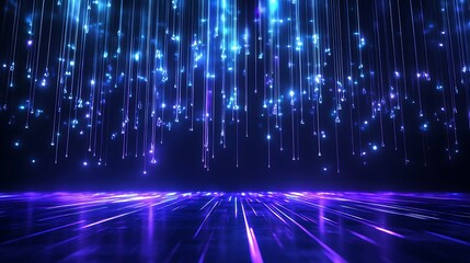 Vibrant, flowing light beams create a mesmerizing digital background with colorful sparks and reflections.