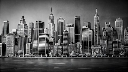 Fototapeta premium City skyline drawing trend